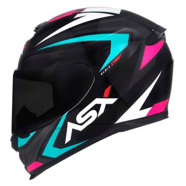 Imagem de Capacete Feminino ASX Eagle Street Tiffany e Rosa com Viseira Fumê 58/M