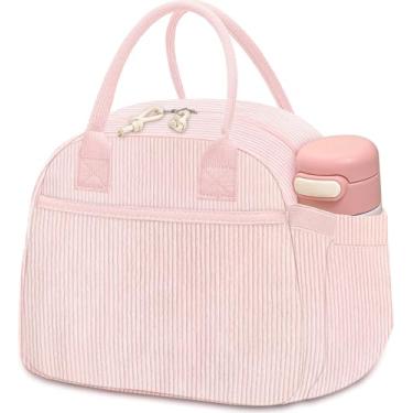 Imagem de Carry bloom Lancheira para mulheres, lancheira isolada, linda lancheira de veludo cotelê, reutilizável para o trabalho (bb veludo cotelê rosa)