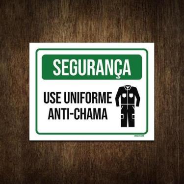 Imagem de Placa De Sinalização Segurança Use Uniforme Anti-Chama 18X23 - Sinaliz