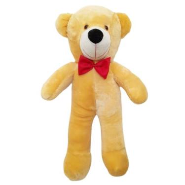 Imagem de Urso Teddy de Pelúcia Doce de Leite 70cm Com Gravatinha Borboleta - 50