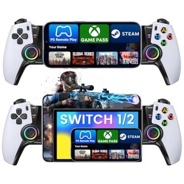 Imagem de Phone Controller for iPhone/Android/Switch 1/2/OLED/iPad Mini With Hall Joystick, Wireless LED Mobile Gaming Controller for iOS Support PS Remote Play, Xbox Cloud,Steam Link,GeForce Now, Arcade,Roblox