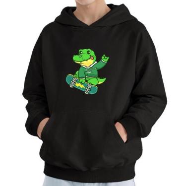 Imagem de Moletom Infantil Canguru Menino Estampa Jacaré Skate - Samcro, Preto, 