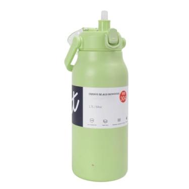 Imagem de Garrafa Térmica de água 1700ml Grande Capacidade Aço Inox Isolado Cup de Academia (Verde Claro 1700ML)