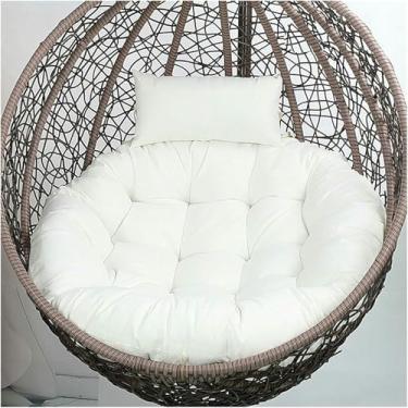 Imagem de Almofada para cadeira suspensa em formato de ovo, almofada redonda para cadeira de balanço com encosto de cabeça removível, 89 x 89 cm (35 x 35 polegadas).
