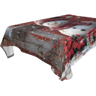 Imagem de Blueangle Linda toalha de mesa de boneco de neve de Natal – Toalha de mesa quadrada de poliéster impermeável e resistente a manchas para ambientes internos e externos, 152 x 152 cm (39)