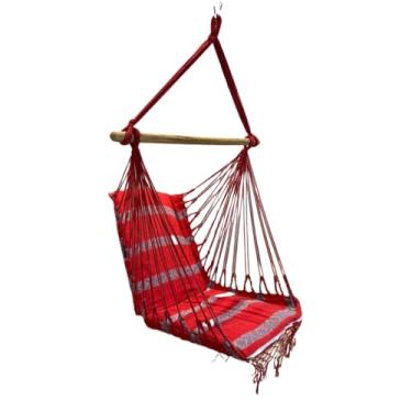 Imagem de Rede Cadeira de teto suspensa Descanso e Balanço cadeira de balanço adulto balanço(LISTRA VERMELHO)