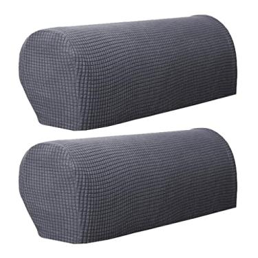 Imagem de WeiLaiKeQi Conjunto de 2 Elásticas para Apoio de Braço de Sofá, Capa Lavável E Confortável para Poltrona, cinza, como descrito