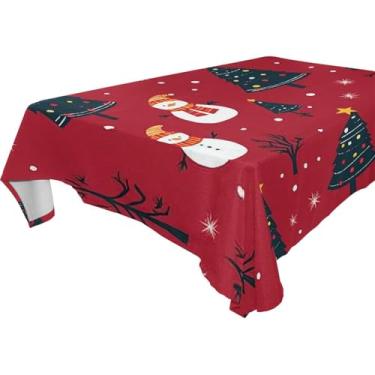 Imagem de Blueangle Toalha de mesa fofa de bonecos de neve – Toalha de mesa quadrada de poliéster impermeável e resistente a manchas para ambientes internos e externos, 137 x 137 cm (415)