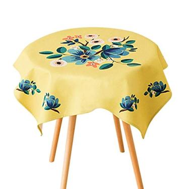 Imagem de pcagfaajmh Toalha de mesa redonda de vinil oleado renda toalha de mesa de plástico à prova de derramamento