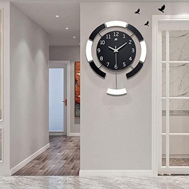 Imagem de 5sssallefaa Decoração de parede de metal para casa, relógio de parede para decoração de sala de estar, relógios de parede modernos de madeira, relógio grande, arte de decoração de parede