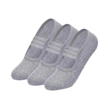 Imagem de Meias De Yoga, Pilates E Dança Femininas Antiderrapantes, 3 Pares, Res