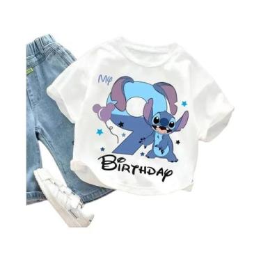 Imagem de Camiseta Infantil De Verão Disney Lilo Stitch Com Estampa De Aniversár
