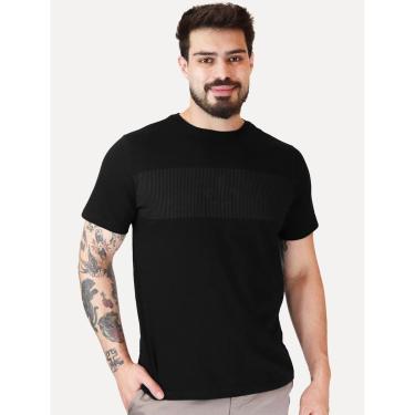 Imagem de Camiseta Dudalina Masculina Regular Silk Grey Threads Preta-Masculino