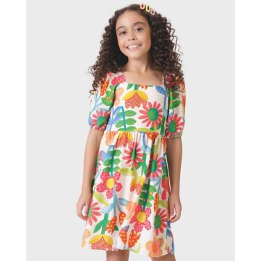 Imagem de Vestido sublimado verão leve elegante moderno confortável - Vermelho e Amarelo - Menina 4 a 14 anos-Feminino