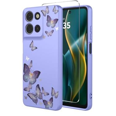 Imagem de Starhemei Capa para Moto G Play 5G 2026 / Moto G 5G 2026 e protetor de tela, capa floral de silicone líquido para meninas e mulheres, capa de telefone de proteção flexível de borracha macia para