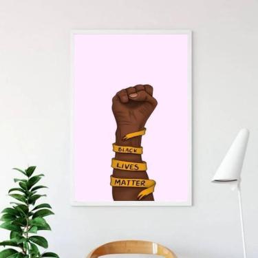 Imagem de Quadro Black Lives Matter 33X24Cm - Com Vidro Moldura Branca
