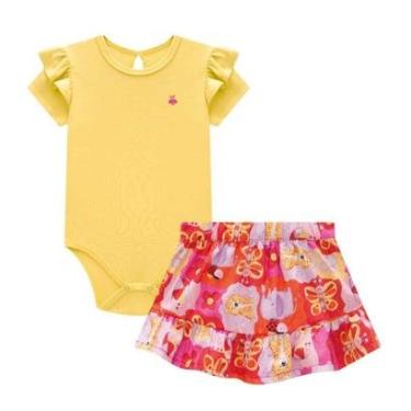 Imagem de Conjunto Bebê Menina Body Manga Curta/Saia Bichinhos Somnii-Feminino