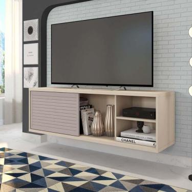 Imagem de Rack Suspenso para TV até 55 Polegadas 136cm em BP Porta Pier Multiverso CabeCasa MadeiraMadeira Off White/Cacao