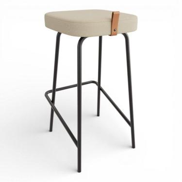 Imagem de Banqueta Alta Cozinha e Área Gourmet Vik Estofada Linho Bege - Desk Design