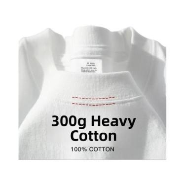 Imagem de Camiseta De Algodão Puro Pesada 500G Com Ombros Caídos E Manga Curta P