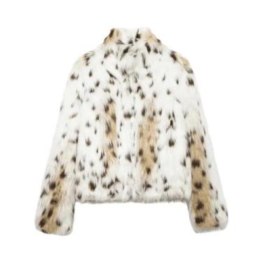 Imagem de Jaqueta Feminina Quente E Estilosa De Pele Sintética De Leopardo, Curt