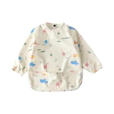 Imagem de Avental Infantil Impermeável De Manga Longa Com Bolso, Babador Complet