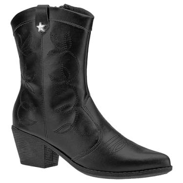 Imagem de Bota Texana Feminina Western Salto Grosso Bico Fino Lazzlu (Preto, BR, Adulto, Numérico, 39)