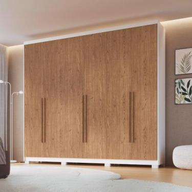 Imagem de Guarda Roupa Casal 6 Portas com Pés Brescia Móveis Castro, Branco/Cedr