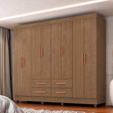 Imagem de Guarda Roupa Casal 8 Portas 4 Gavetas com Pés Lite Móveis Leão, Carval