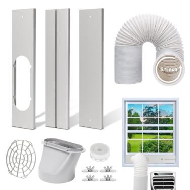Imagem de BEWAVE Kit de ventilação de janela de ar condicionado portátil, kit de vedação ajustável com mangueira de 13 cm para unidade AC universal para janela deslizante horizontal ou vertical