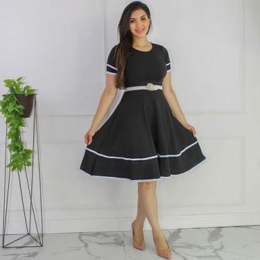 Imagem de Vestido Rodado Lindo Congresso Atacado Princesa Sem Estampa Barato - M