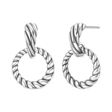 Imagem de Brincos De Prata 925 Estrela E Lua Com Design Moderno Entrelaçado Para