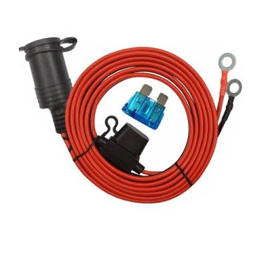 Imagem de Soquete de isqueiro fêmea para carro de 3 m, plugue a anel, terminais de ilhós, arnês de 2 pinos, conexão rápida, desconexão 12 V 24 V, conjunto de terminais de ilhós de anel com fusível extra de 15 A