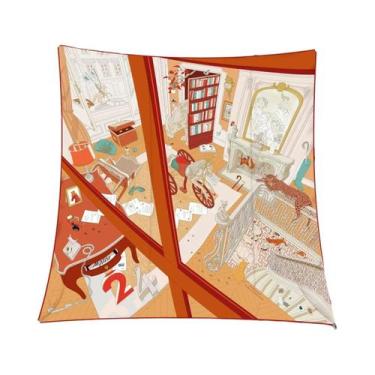 Imagem de Lenço De Seda Feminino 90x90cm, Bandana Quadrada De Moda, Xale, Hijab,