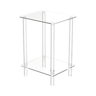 Imagem de Mesa de cabeceira pequena - mesa de cabeceira alta de acrílico transparente para sala de estar | Prateleiras de armazenamento que economizam espaço para aluguel de dormitórios, hotéis, empresas