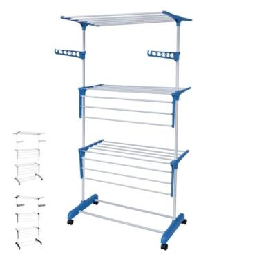 Imagem de Varal de Chão Grande com Abas Apartamento Roupa Vertical(Azul)