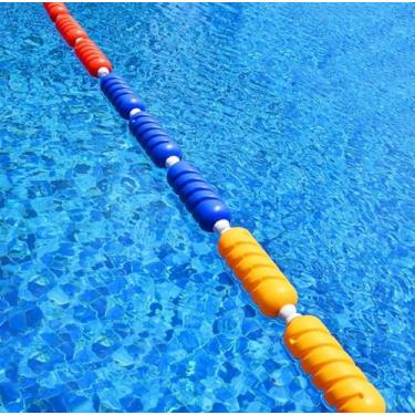 Imagem de Corda de segurança para piscina com flutuadores - Divisor de pista de piscina de 30 pés, corda de limite durável para extremidades rasas e profundas, linha de bóia para área de natação segura (corda