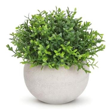 Imagem de Lovmeety Plantas falsas em vasos, arbustos de topiaria artificial, plantas pequenas em vaso, decoração de interiores, mini vegetação em vaso para casa, banheiro, escritório, sala, mesa, prateleira
