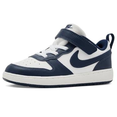 Imagem de Nike Tênis masculino Court Borough Low Next Nature (infantil), Branco/azul marinho meia-noite/branco, 9 Toddler