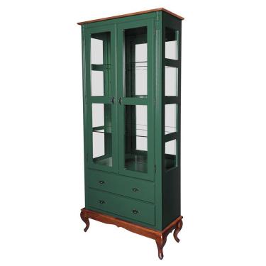 Imagem de Cristaleira Antique Lateral com Espelho Laca Verde Musgo