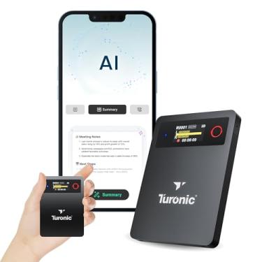 Imagem de Turonic Gravador de voz AI L813 com tecnologia IA – 128 GB, USB-C, microfones duplos, cancelamento de ruído, transcrição, segurança de arquivos, design compacto para trabalho, estudo e entrevistas