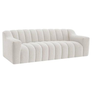 Imagem de Sofá 2 Lugares Luxo Recepção Escritorio Sala Elegance 150cm Bouclé Cor Branco