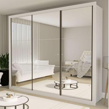Imagem de Guarda Roupa Casal Ravena Com 9 Espelho 3 Portas Minastex Branco