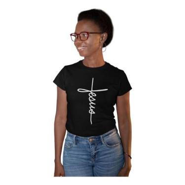 Imagem de Camiseta Jesus Fé Evangélica Feminina Baby Look Blusinha - BLACKCHIC, 