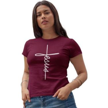 Imagem de Camiseta Jesus Fé Evangélica Feminina Baby Look Blusinha - BLACKCHIC, 