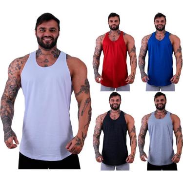 Imagem de Kit 5 Regatas Longline MXD Conceito Slim Cores Básicas e Mescladas Lisas-Masculino