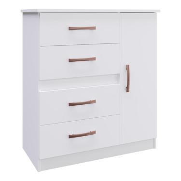 Imagem de Cômoda 4 Gavetas 1 Porta Luíza Multimóveis Vcr4157 Branco/Rosa/Azul Branco/Rosa/Azul