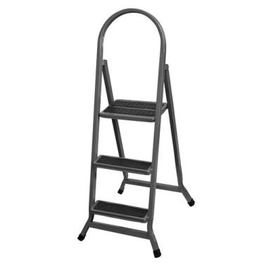 Imagem de Escada de 3 degraus dobrável Com ponteiras emborrachadas para espaços 