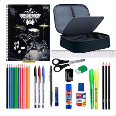 Imagem de Kit Material Escolar Estojo Box Caderno Tilibra 10 Matérias + Itens Ma