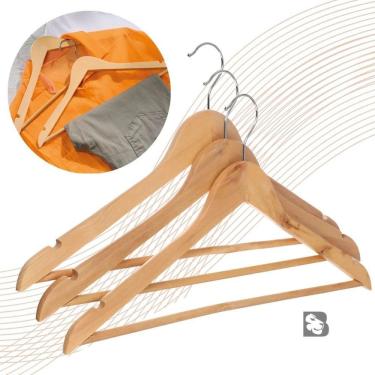 Imagem de Kit 3 Unidades Cabides De Madeira Com Verniz